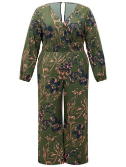 Silhouette Floral Print Shirred Elastic Cuffs Jumpsuit -Bloomchic Shop 26360361 ii