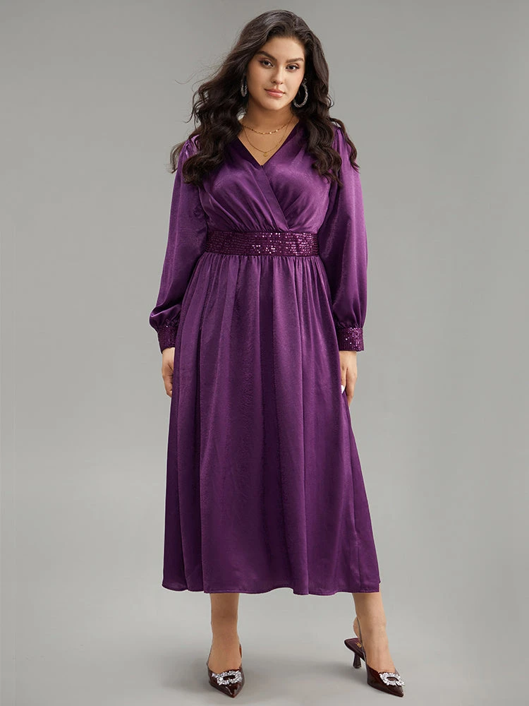 Plain Sequin Patchwork Texture Dress 3 Plain Sequin Patchwork Texture Dress - Image 2