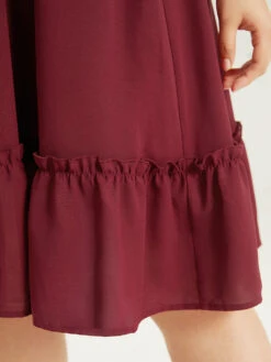 Shirred Pocket Button Detail Frill Trim Dress -Bloomchic Shop 268347136 qu ec9b0104 924a 4f40 a8ad 55958100954f