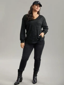 Waffle Knit Heather V Neck T-shirt 13 Waffle Knit Heather V Neck T-shirt -Bloomchic Shop 26951621 lf