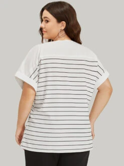 Striped Patchwork Roll Batwing Sleeve Blouse 16 Striped Patchwork Roll Batwing Sleeve Blouse -Bloomchic Shop 270066666 pu