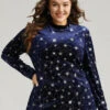 Star Glitter Mock Neck T-shirt -Bloomchic Shop 272790947 op
