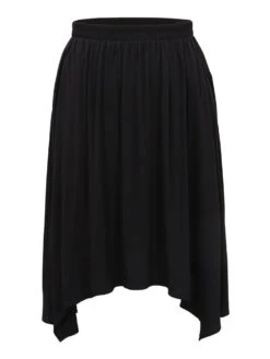 Solid Rayon Elastic Waist Pocket Hanky Hem Skirt -Bloomchic Shop 272982203 er