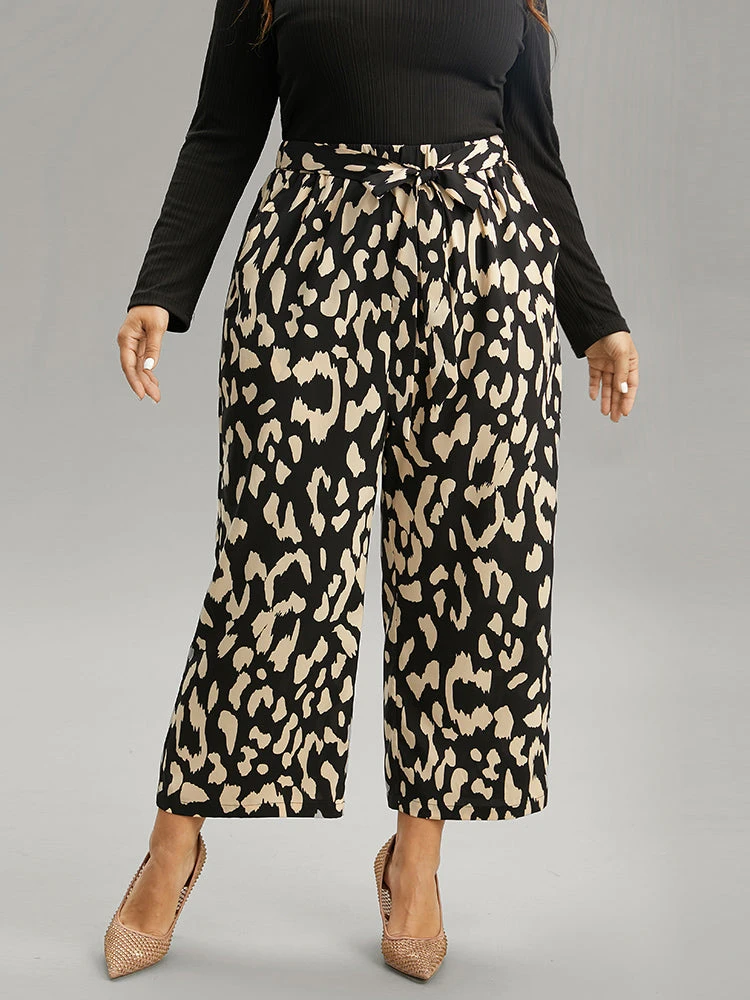 Leopard Elastic Waist Ties Wide Leg Pants 3 Leopard Elastic Waist Ties Wide Leg Pants