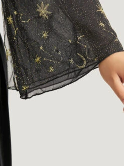 Halloween Moon & Star Glitter Mesh Crisscross Neck Jumpsuit -Bloomchic Shop 27449634 de