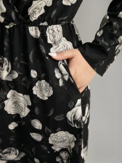 Floral Print Pocket Elastic Waist Wrap Dress -Bloomchic Shop 276005124 rj 46ea9959 51ff 4ba5 b785 eaa924974f5c