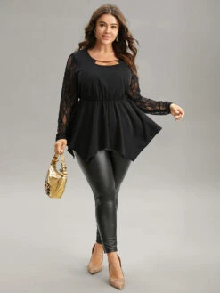 Guipure Lace Metal Detail Cut Out Hanky Hem Blouse 10 Guipure Lace Metal Detail Cut Out Hanky Hem Blouse -Bloomchic Shop 277629177 yp a3b6d362 b861 422e 837e e3db4f203952