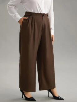 Solid Elastic Waist Plicated Detail Straight Leg Pants 10 Solid Elastic Waist Plicated Detail Straight Leg Pants -Bloomchic Shop 277691734 ad