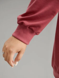 Solid Rib Knit Hem High Low Hem Sweatshirt -Bloomchic Shop 278137668 fi