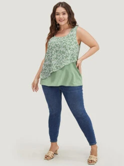 Ditsy Floral Patchwork Tank Top -Bloomchic Shop 279696559 ct