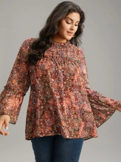 Bandana Print Mesh Frill Trim Blouse -Bloomchic Shop 279698443 ie a10469ff 346f 4092 8c42 ad411816fff3