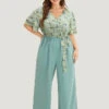 Floral Tiered Sleeve Belt Ruffle Pocket Wrap Jumpsuit -Bloomchic Shop 280787466 vz dc47a393 90c4 4a66 89e9 b530756d04b5