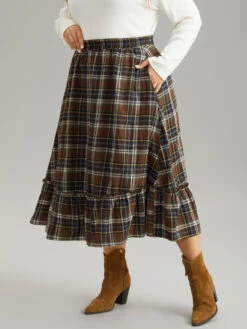Plaid Pocket Ruffle Layered Hem Skirt 12 Plaid Pocket Ruffle Layered Hem Skirt -Bloomchic Shop 281177880 lf