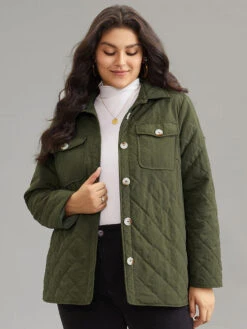 Button Through Lapel Collar Flap Pocket Jacket