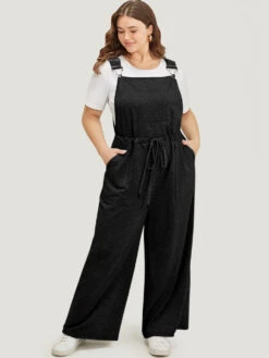 Plain Pocket Drawstring Adjustable Straps Overall Jumpsuit -Bloomchic Shop 287396309 qd