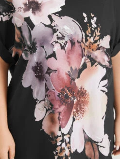 Floral Print Crew Neck Roll Dolman Sleeve Blouse -Bloomchic Shop 288443183 uy