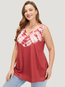 Tie Dye Contrast V Neck Tank Top 13 Tie Dye Contrast V Neck Tank Top -Bloomchic Shop 289567415 ws