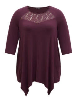 Supersoft Essentials Contrast Lace Asymmetrical Hem T-shirt 15 Supersoft Essentials Contrast Lace Asymmetrical Hem T-shirt -Bloomchic Shop 289694444 mj 424d2daf cae9 4185 b25a 8acec1884aec
