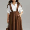 Elastic Waist Button Detail Frill Trim Overall Skirt -Bloomchic Shop 291941749 ho fc64a0e6 636b 4cb6 a509 980d1e99d93f