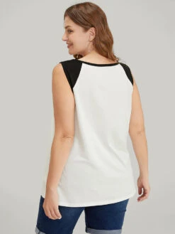 Graphic Print Two Tone Tank Top -Bloomchic Shop 292231479 kh