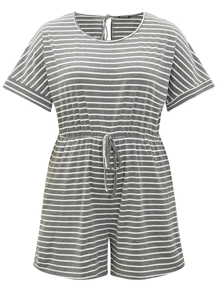 Striped Print Pocket Ties Elastic Waist Jumpsuit 12 Striped Print Pocket Ties Elastic Waist Jumpsuit - Image 10