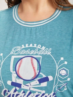 Baseball & Letter Print Arc Hem Contrast Trim Tank Top -Bloomchic Shop 29370211 rq