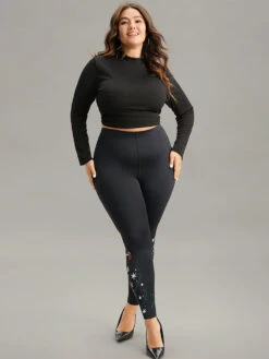 Christmas Print High Rise Skinny Leggings -Bloomchic Shop 294452859 cx