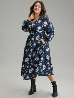 Floral Print Twist Front Pocket Midi Dress 13 Floral Print Twist Front Pocket Midi Dress -Bloomchic Shop 295586558 rc