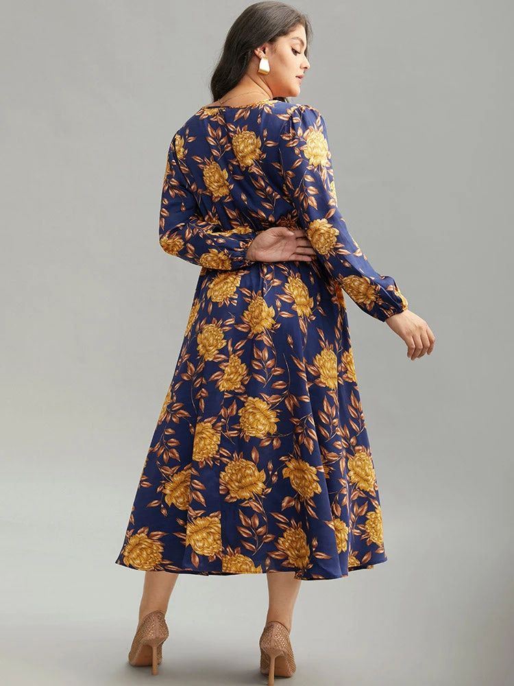 Floral Elastic Waist Wrap Split Hem Dress 7 Floral Elastic Waist Wrap Split Hem Dress - Image 5