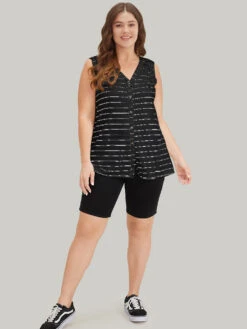 Striped Print Button Through Tank Top -Bloomchic Shop 297051376 ta c2109f2d 7c87 4fcd bfd4 93bd20a465d7