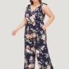Floral Belt Pocket Knot Shoulder Jumpsuit -Bloomchic Shop 297738851 fp