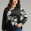 Floral Print Cut Out Lantern Sleeve Blouse -Bloomchic Shop 29905973 fq