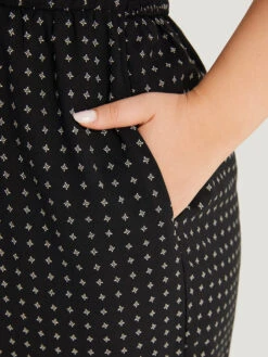 Geometric Print Pocket Button Elastic Waist Cami Jumpsuit -Bloomchic Shop 29918194 sa