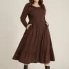 Solid Pocket Rib Knit Ruffle Hem Dress Without Belt -Bloomchic Shop 2 22594553 f0da 43c8 bbc1 966f395bb75b