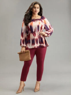 Tie Dye Print Ties Square Neck Blouse 14 Tie Dye Print Ties Square Neck Blouse -Bloomchic Shop 300715962 wj