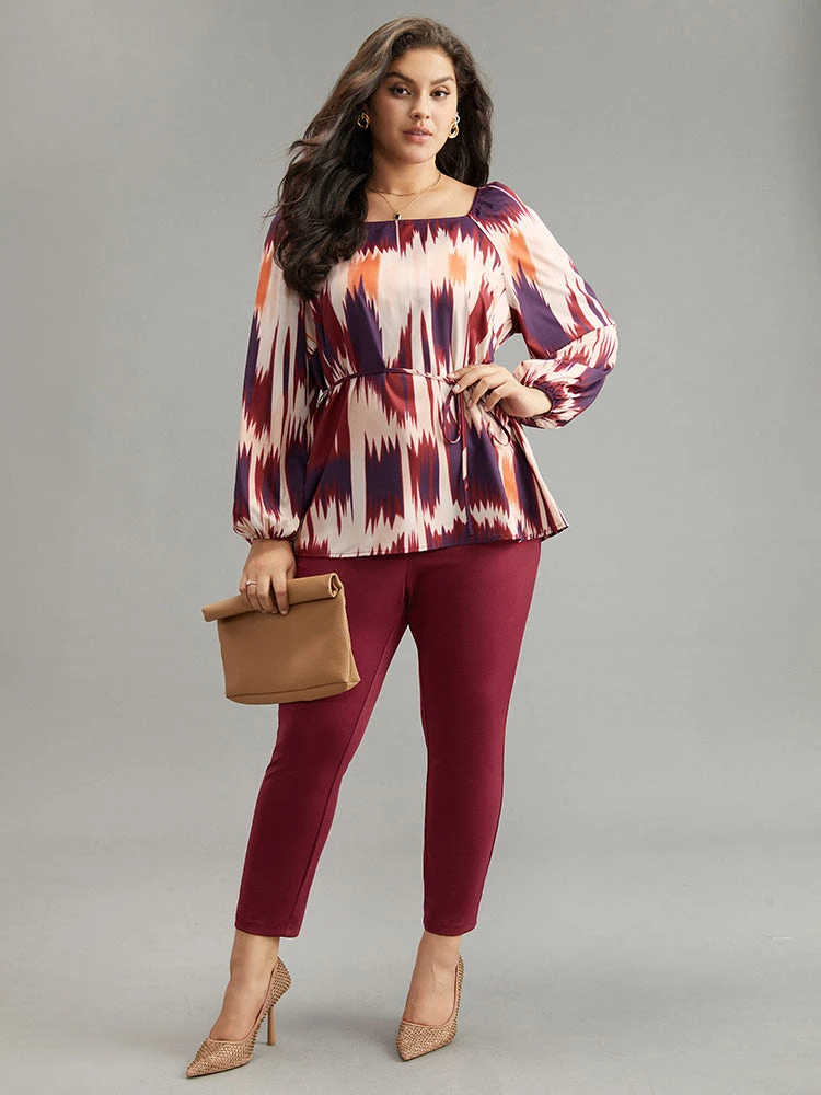 Tie Dye Print Ties Square Neck Blouse 6 Tie Dye Print Ties Square Neck Blouse - Image 4