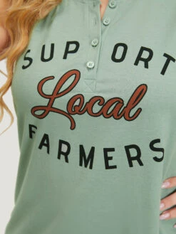 Letter Print Button Up Graphic Sleeveless Tank Top -Bloomchic Shop 30136050 sp