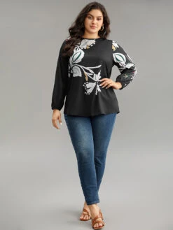 Floral Print Cut Out Lantern Sleeve Blouse 14 Floral Print Cut Out Lantern Sleeve Blouse -Bloomchic Shop 302643087 mk