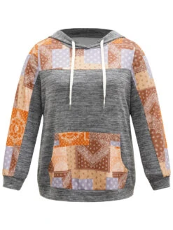 Boho Print Contrast Heather Hooded Sweatshirt 11 Boho Print Contrast Heather Hooded Sweatshirt -Bloomchic Shop 304880108 nh