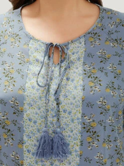 Ditsy Floral Tassels Tie Patchwork Ruffle Sleeve Blouse -Bloomchic Shop 30720571 xe 08038289 cdda 42ff a070 0e7d78858db3