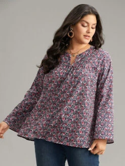 Ditsy Floral Notched Bell Sleeve Blouse 12 Ditsy Floral Notched Bell Sleeve Blouse -Bloomchic Shop 307983467 kx