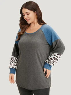 Colorblock Contrast Leopard Round Neck Raglan Sleeve Sweatshirt 12 Colorblock Contrast Leopard Round Neck Raglan Sleeve Sweatshirt -Bloomchic Shop 308813161 rc