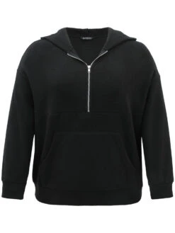 Solid Half Zip Kangaroo Pocket Thick Teddy Sweatshirt 13 Solid Half Zip Kangaroo Pocket Thick Teddy Sweatshirt -Bloomchic Shop 309305431 cd