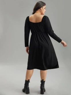 Rib Knit Split Side Square Neck Dress -Bloomchic Shop 309567298 tn