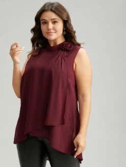 Rose Detail Layered High Low Hem Chiffon Tank Top -Bloomchic Shop 312539989 za 6694e747 035a 4419 93d8 4635c9435792