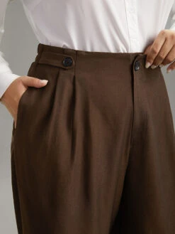 Solid Elastic Waist Plicated Detail Straight Leg Pants 12 Solid Elastic Waist Plicated Detail Straight Leg Pants -Bloomchic Shop 312877454 vw