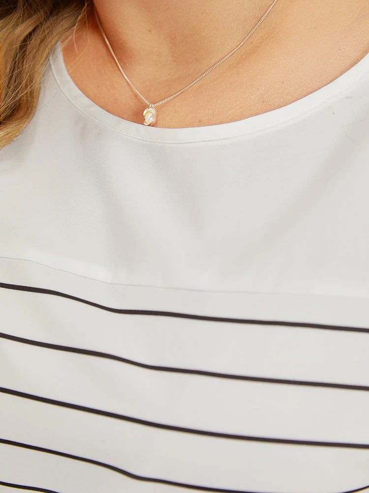 Striped Patchwork Roll Batwing Sleeve Blouse 9 Striped Patchwork Roll Batwing Sleeve Blouse - Image 7