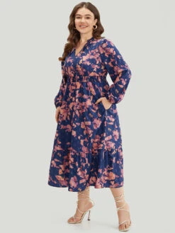 Floral Print Shirred Frill Trim Ties Dress 18 Floral Print Shirred Frill Trim Ties Dress -Bloomchic Shop 31490401 xr