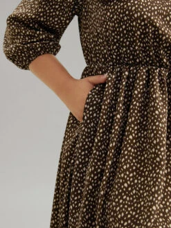 Leopard Lantern Sleeve Ruffles Frill Trim Dress -Bloomchic Shop 315539885 xj