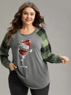 Christmas Sequin Plaid Patchwork T-shirt 20 Christmas Sequin Plaid Patchwork T-shirt -Bloomchic Shop 315652569 le 8a97cca6 8189 422b a0ac 361c6483b496